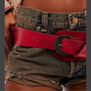 NWOTFree People Women's Dark Red Jericho Hip Leather Belt Size M/L
